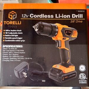 Torelli 12V Cordless Li-ion Drill - Orange and Black